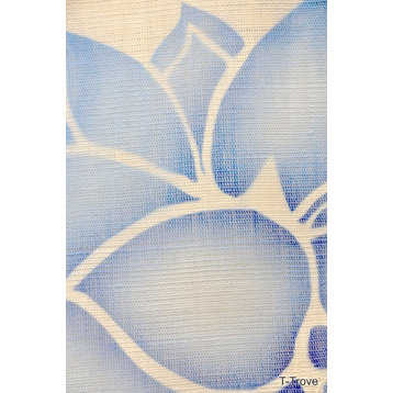 Blue Lotus Blossom White Noren Curtain