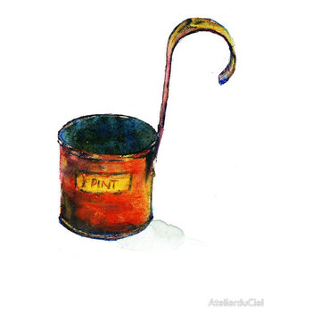 Fantastic kitchen art prints featuring antique copper pots