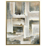 Harp & Finial - Leon Framed Canvas Art Small Hand Painted Abstract 1.5" Frame - The Leon Framed Canvas Art was handcrafted by skilled artisans for Harp and Finial to lend tone and texture to a variety of spaces in the home. This painting is made with earthy tones with gold foil accents and framed in acrylic for a complete look.
