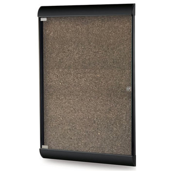 Ghent's Wood 4' x 2' 1 Door Enclosed Bulletin Board with Black Trim in Chocolate