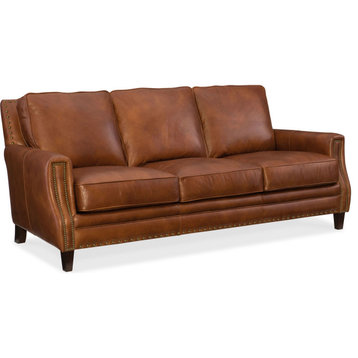 Hooker Furniture SS387-03-087 83"W Leather Sofa - Old English Saddle