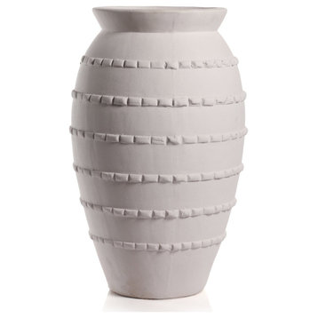Tommaso White Earthenware Vase, 20"