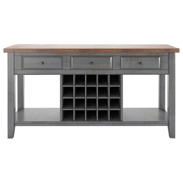 Arbor Hill Two-Tone Buffet Server With Wine Rack, Gray