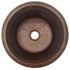 Premier Copper Products BR16DB2 16" Round Copper Bar Sink w/ 2" Drain Opening