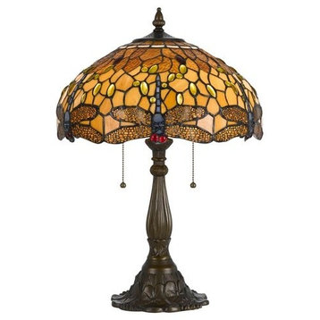 Dark Bronze Tiffany 2 Light Pedestal Base Table Lamp