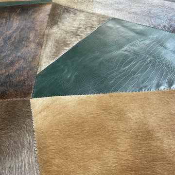Irregular shape cowhide rug - close-up detail