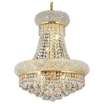 Bagel Design 8 Light 16" Gold Chandelier With Clear European/Swarovski Crystals