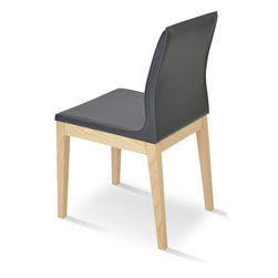Polo & Wood Base- Brown Bonded Leather - Dining Chairs