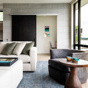 Lake Washington Waterfront Family Room by Hyde Evans Design