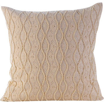 Ivory Decorative Pillow Covers 24"x24" Silk, Tuscany