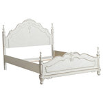 Lexiconhome.com - Averny Bed, 2-Tone Finish, Antique White, Gray, Queen - The Averny Collection is your little child's dream. The Victorian styling incorporates floral motif hardware and traditional carving details that will create the feeling of a room worthy of a fairy tale. There are three available finishes - ecru white, dark cherry and the newly available antique white with grey rub-through that when paired with the multitude of case pieces and three coordinating beds daybed, canopy bed and panel bed - allows versatility of placement and decor within your available space.