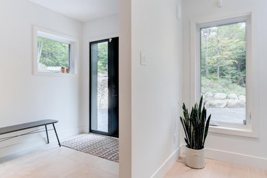 Inspiration for a modern entryway remodel in Montreal