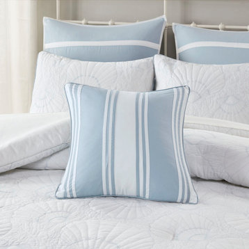 Harbor House Crystal Beach Coastal 4-Piece Comforter Set, White and Blue