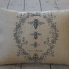 French Bee Burlap Pillow, 12"x16"