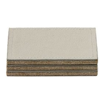 Evan Leather Square Coasters, Set of 4, Light Gray