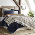 Amity Home - Brubeck, Coverlet, Queen - A large scale, multi color waffle stripe is the perfect blanket to add both style and warmth. This coverlet is constructed with in a waffle style that is both light weight and insulating. Use it as the first layer, or as an accent draped across the foot.