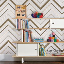 Chevron Bold Removable Wallpaper - Gold - Wallpaper