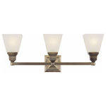 Livex Lighting - Livex Lighting 1033-01 Mission - 3 Light Bath Vanity in Mission Style - 25.25 In - The Mission collection has clean lines with geometMission 3 Light Bath Antique Brass Satin UL: Suitable for damp locations Energy Star Qualified: n/a ADA Certified: n/a  *Number of Lights: 3-*Wattage:100w Medium Base bulb(s) *Bulb Included:No *Bulb Type:Medium Base *Finish Type:Antique Brass