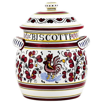 Orvieto Red Rooster, Traditional Biscotti Jar