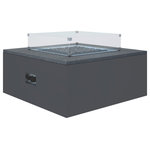 Sunset West - Black Granite Square Fire Table - Extend your outdoor entertaining well into the evening with Sunset West contemporary fire tables. A natural Absolute Granite top sits atop a graphite aluminum cabinet on our Granite Fire Tables.