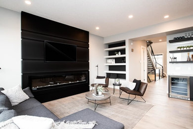 Living room - modern living room idea in Edmonton
