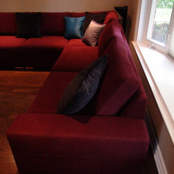Custom Sectional Sof - Designer Fabric Red - Sofas