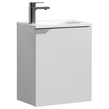 Fresca Valencia 20" Wall Hung Wood and Resin Bathroom Vanity in Glossy White