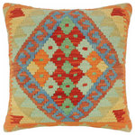 Bareens Designer Rugs - Shabby Chic Turkish Coombs Hand Woven Kilim Pillow - Embellish your home with this timeless casual chic handmade Southwestern Kilim throw pillow covers made with wool and cotton. Constructed on a loom by Nomad Turkman people with hand spun wool and Natural Vegetable dyes these beautiful Kilim pillow covers are known for their beautiful repetitive geometrical, naturalistic floral and traditional patterns yet still giving it a moden look. Masterfully artisan-crafted on traditional Kilim looms with a contemporary fashion palette producing bold intricate sharp patterns making them a standout piece in any decor.