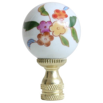 Multicolor Floral Porcelain Ball Table Lamp Finial