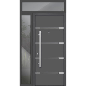 Exterior Prehung Door 48 x 96 / Deux 1105 Gray Graphite, Right in