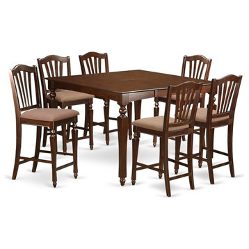 7-Piece Pub Height Set, Square Counter Height Table With 6 Stools