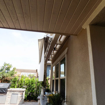 Retractable Awning with Drop Valence and 2 Motorized Power Screens