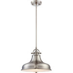 Quoizel Lighting - Quoizel Lighting Emery - 1 Light Pendant, Brushed Nickel Finish - This metal-shaded fixture is an elegant nod to the past. The classic Americana styling adds a nostalgic flair to your home. When hung over a kitchen island or dinette table it provides ample lighting for all your daily tasks. It is available in three fabulous finishes.