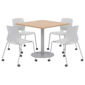 Olio Designs Maple Square 42in Lola Dining Set - Gray Caster Chairs