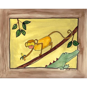 brown monkey, Ready To Hang Canvas Kid's Wall Decor, 8 X 10