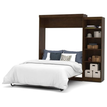 Pemberly Row Queen Wall Bed with Storage in Chocolate