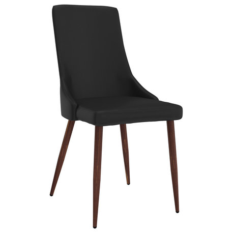 Mid-Century Fabric & Metal Side Chairs, Set of 2, Black