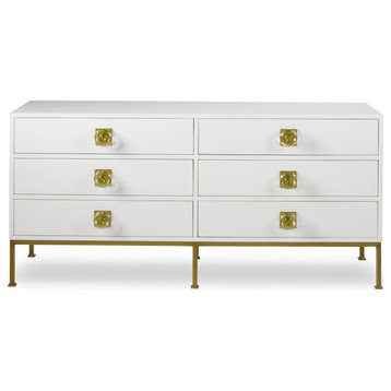 Mallory Dresser 6 Drawer White Lacquer