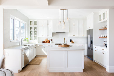 Example of a transitional kitchen design in Edmonton