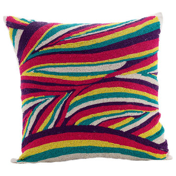 Multicolor Love, Multi 16"x16" Silk Pillows Covers for Couch