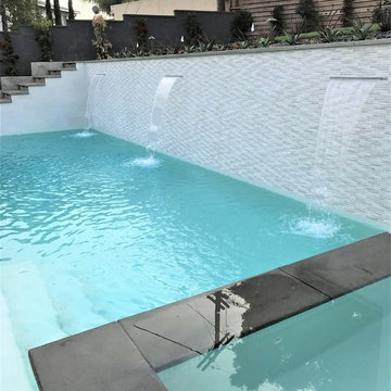 Los Angeles - Contemporary Black & White Rectangular Pool & Spa