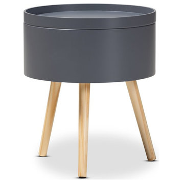 Baxton Studio Jessen Gray Wood End Table with Removable Top
