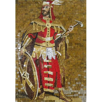 Handmade Mosaic The Roman Warrior, 31"x47"