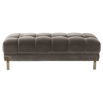 Gray Tufted Upholstered Bench | Eichholtz Sienna