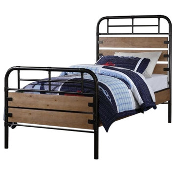 Steel Twin Brown and Black Bed