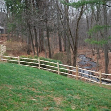 4 ft high Post and Rail, Full Round cedar fencing.