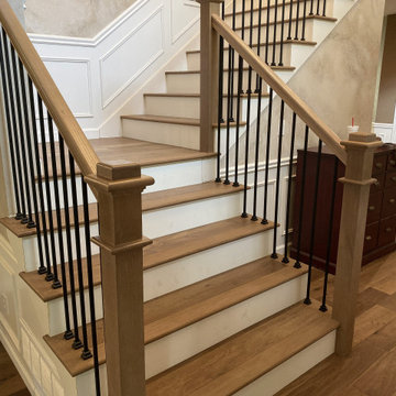 House Remodel - French White Oak Wood Floors and Full Staicase Reconstruction