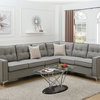 Polyfiber Fabric 4 Pieces Sectional Set In Gray With Black Trim