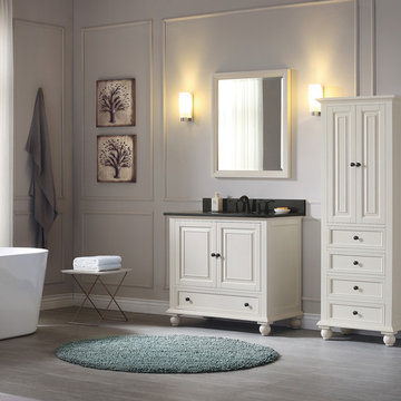 Avanity Thompson 37 in. Vanity Combo in French White finish with Black Granite