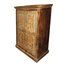 Consigned, Antique Indian Hand-Carved Solid Wood Cabinet/Chest